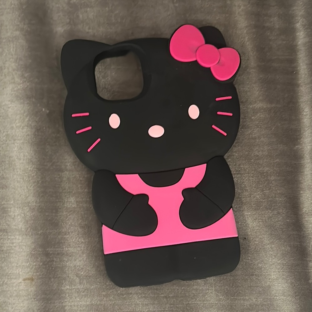 Hello kitty phone case Cute Black and Pink Cat Phone Case size 12 pro - Picture 1 of 3
